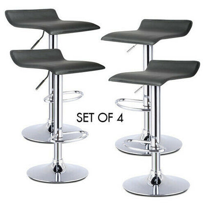 4 x Breakfast Bar Stools Black Faux Leather Gas Lift Home Kitchen Swivel Chairs