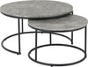 Round Coffee Table Set Concrete Effect and Black