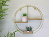 ROUND GOLDEN WIRE UNIT 3 WOODEN SHELF BATH ROOM ROUND SHAPE HOME DECORE 34 CM