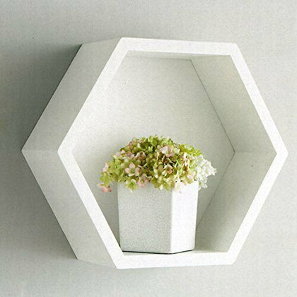 White Hexagon Floating Box Shelf - Bookcases, Shelving & Storage G-0307