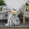 Retro Side Table Baskets Marble Wood Top Storage Basket Tables Home Furniture