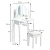 White Dressing Table, Oval Mirror & Stool Set (1 Drawer) Bedroom Makeup Desk
