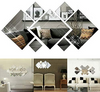 3D Mirror Tiles Mosaic Wall Sticker Self Adhesive Bedroom Art Decal Home Room