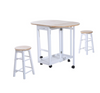 Kitchen Dining Table and Chairs Small Folding Set Drop Leaf Breakfast 3pc Stool
