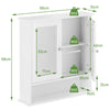 Wall-Mounted Bathroom Cabinet 2 Doors Storage Cabinet w/Adjustable Shelf Mirror