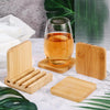 Bamboo Coasters Set of 4 Natural Wood Square Drink