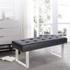 Dining Bench Long Seat Chairs Black Faux PU Leather Lounge Stool Base Steel Home