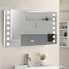 Rectangular LED Illuminated Bathroom Mirror with O Light Socket Clock Demister
