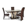 Marble Effect MDF Dining Table with 6 chairs in Black-white, Full black, Brown