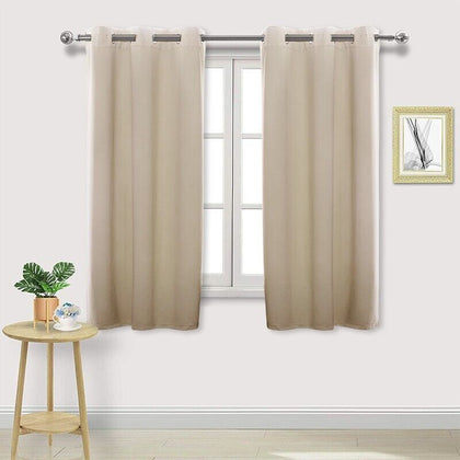 Pair of Beige Curtain for Noise Reducing Bay Window Thermal Drapery Bedroom New