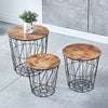 Pack of 3 Round Nested Geometric Wire Occasional Side End Table Storage Basket