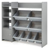 Wooden Kids Toy Storage Organizer Bookcase Cabinet Bookshelf W/ 8 Storage Boxes