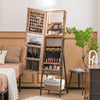 2-in-1 Jewelry Cabinet Jewelry Armoire Organizer w/ Full-Length Mirror and LED
