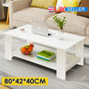 2 Tier Coffee End/Side Table Modern White Design with Storage Shelf Living Room