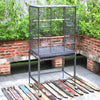 Metal Bird Cage Rolling Metal Parrot Cage w/ Storage Shelf Square Cage W/door