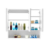 White Bathroom Mirror Cabinet Wall Mounted Storage LED Unit Corner Wooden Shelf