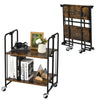 2-Tier Folding Rolling Cart Industrial Kitchen Serving Island on Wheels Foldable