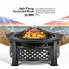 3 in 1 Round Fire Pit Set Outdoor Fireplace Log Burner Patio BBQ Grill Camping