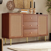 Wooden Sideboard Buffet Storage Cabinet Cupboard with 2 Rattan Doors & 3 Drawers