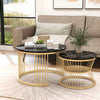 Round Nesting Coffee Table Set of 2 Marble Effect Side End Table Living Room MR