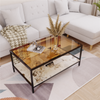 Elegant Glass Top Coffee Table Cocktail Accent Table with Marble Storage Shelf