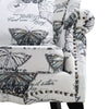 Retro Flower Butterfly Accent Chair Wingback Armchair with Wood Frame LivingRoom