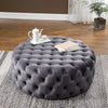 70cm Chesterfield Coffee Table Velvet Upholstered Tufted Round Stool Footstool