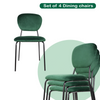 4PCS Velvet Dining Chairs Green Stackable Fabric Chairs Metal Leg Home Office