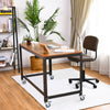 Large Rolling Computer Desk Metal Frame Writing Desk Workstation Lockable Wheels