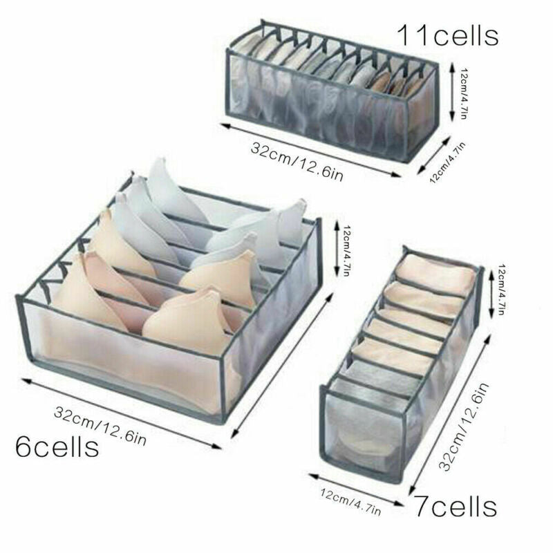 UK Foldable Underwear Storage Box Compartment Underpants Bra