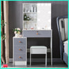 Large Dressing Table Stool Set with LED Lighted Mirror Vanity Makeup Desk White