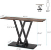 Rustic Brown Console Table Wooden Top Narrow Black Metal Base Entryway Hallway