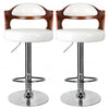 Set of 2 Wood Bar Stools Chrome Base Breakfast Pub Chair Kitchen Home Furniture