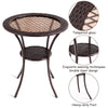 Patio Bistro Table Outdoor Round Dining Table Rattan Coffee Tea Table W/ Storage