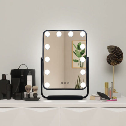 LED Touch Screen Makeup Mirror Adjustable Dimmable 360° Rotation Cosmetic Mirror