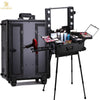 Studio Artist Train Rolling Makeup Case LED Light Mirror Adjustable Leg Lockable