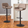 2 x Grey/Brown Bar Stools Swivel Padded Seats High Chairs Technology Cloth