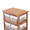 5 Drawer Dresser Wicker Basket Storage Shelf Unit Wooden Frame Home Organisation