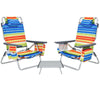 3 PCS Beach Chair and Table Set Outdoor Reclining Chairs Roll Up Camping Table