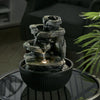 Indoor Stone Fountain Water Feature LED Lights Polyresin Statues Home Desk Decor
