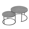 Modern Glam Round Nesting Coffee Table Set Sintered Stone Side Lamp End Table