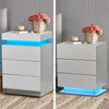 High Gloss LED Bedside Tables Cabinets 3 Drawers Nightstand Bedroom White Black