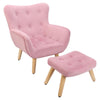 Toddler Chair 2pcs Kids Sofa Set Sofa & Ottoman Lounge Couch Wood Legs Armchair