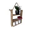 RECLAIMED HANGING LADDER SHELF WITH ROPE 12 TONES HANDMADE RUSTIC CHUNKY WOOD