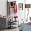 Coat Stand Shoe Rack with Shelves & Movable Hooks Storage Hall Entryway Bedroom