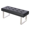 Dining Bench Long Seat Chairs Black Faux PU Leather Lounge Stool Base Steel Home