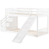 3FT Double Wooden Bunk Bed Kids Sleeper with Slide and Ladder Cabin Bed NS