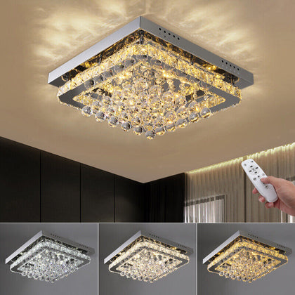 Modern Crystal LED Ceiling Light Bedroom Living Room Chandelier Dimmable +Remote