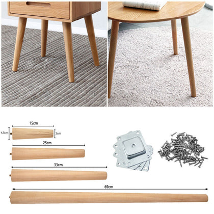 4x Wood Legs Pine Beech Ash Tapered Table Chest Chair Stool Sofa Legs