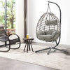 Foldable Hanging Egg Chair Rattan Hammock Garden Swing Chair with Steel Frame